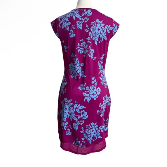 Title Nine Dress Sz m magenta/Blue Floral cap sleeve casual athletic outdoor - Picture 3 of 7